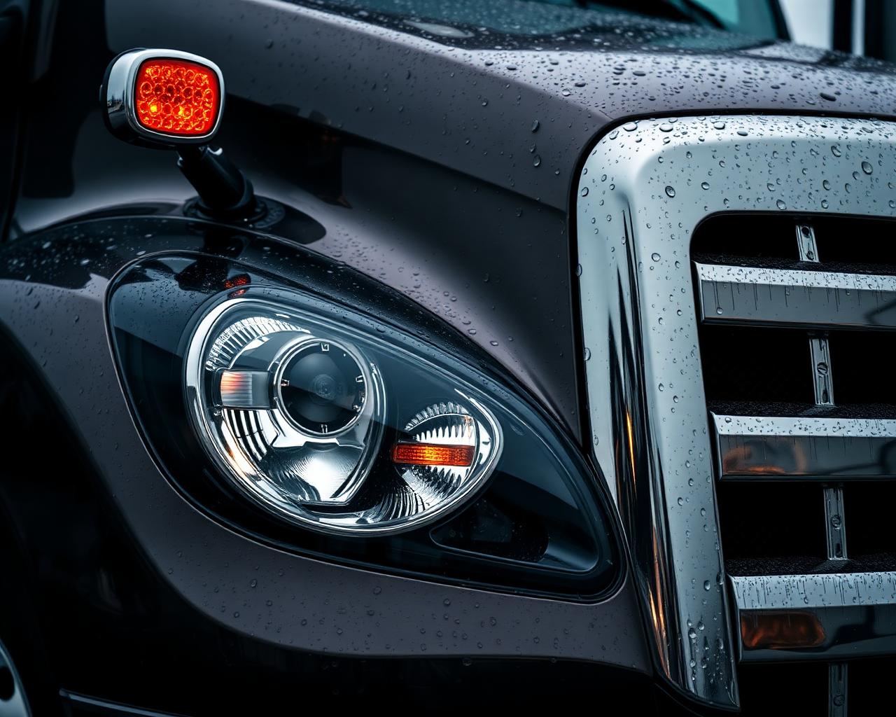 Close-up of an American truck's chrome grille