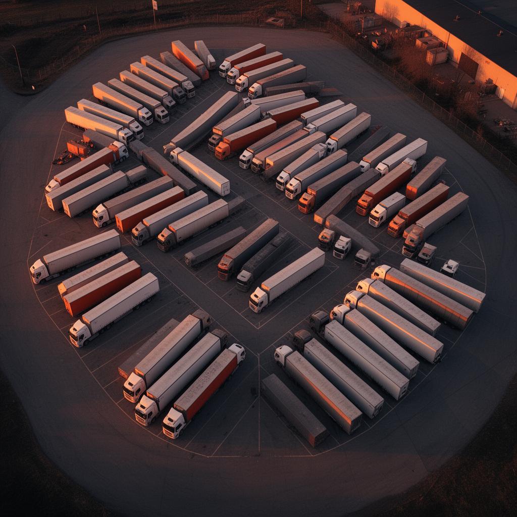 Aerial shot of an American trucking yard
